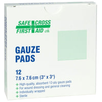 Safecross – Compresses de gaze, 3 x 3 (po), stérile, 288/paquet (2023)-Type : Tampons
