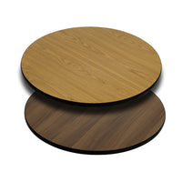 Flash Furniture – Dessus de table rond laminé et réversible de 30 po, naturel ou noix-Ensemble de 2 dessus de table de restaurant