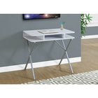Monarch Specialties - 7100 Bureau 31 po L - Dessus Blanc/Metal Argent-Comprend 3 étagères de rangement ouvertes pour ranger des livres ou des documents, créant ainsi un espace de travail fonctionnel idéal pour les petits espaces.
