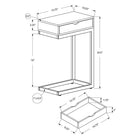 Monarch Specialties - 3254 Table D'Appoint - Metal Chrome/Taupe Fonce Et Tiroir-Un tiroir pratique offre un espace de rangement pratique pour revues, appareils mobiles et télécommandes