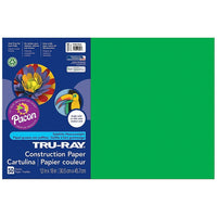 Papier de construction Pacon Tru-Ray, 12" x 18", vert festif, 250 feuilles-Papier au sulfite épais de 76 lb, 100 % teint en cuve avec des fibres plus longues et plus résistantes.
