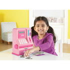 Learning Resources - Pretend and Play® Teaching ATM Bank - Rose-Comprend la reconnaissance des pièces de monnaie, un chargeur de factures mécanique et un capteur d'empreinte du pouce