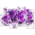 Designart – Art imprimé sur toile, fleurs pourpre royale, 4 panneaux (PT3414-2-271)-Impression