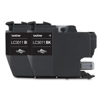 Brother – Cartouche d'encre noire,  LC30112PKS - Paquet de 2-Cartouche d'encre noire authentique Brother LC3011BKS, rendement standard, paquet double