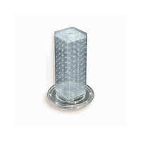 Azar Displays – Présentoir rotatif de comptoir à panneaux perforés sur 4 côtés, 12 x 4 x 4 (po), transparent (700220-CLR)-Les quatre panneaux perforés s’emboîtent et reposent sur une base rotative en plastique transparent de 9 pouces de diamètre