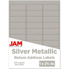JAM Paper Étiquettes d'adresse postale - 2 5/8 po x 1 po - Feuille argentée mate - Paquet de 120-Emballage anglais seulement