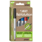 BIC - ECOlutions Marqueur Permanent - Couleurs Assorties - Paquet de 12-Ne s’assèche pas pendant 2 semaines si le capuchon n’est pas replacé