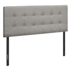 Monarch Specialties - 6003F Lit Double Tete De Lit - Tissus Gris-Tête de lit bouton touffeté et rembourré en tissu d'aspect lin gris