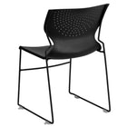 Flash Furniture – Chaise empilable Hercules à tubulure noire style traîneau, siège et dossier plein noirs-Siège et dossier en plastique noir