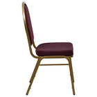 Flash Furniture – Chaise banquet empilable Hercules à dossier dôme, structure dorée avec tissu bourgogne à motifs, 4/paquet-Conception à dossier dôme