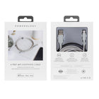 Powerology - Câble de recharge Certifié Apple MFi Câble de recharge et de synchronisation tressé Lightning de 6 pieds - Argent-Une sangle velcro est incluse