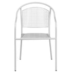 Chaise de patio avec accoudoirs et dossier arrondi, intérieur/extérieur, blanc (CO-3-WH-GG)-Chaise de jardin empilable