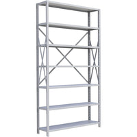 Metalware – Étagère enclenchable RK299, 7 tablettes, 48 x 18 x 88 po, gris pâle-Système de tablettes ajustables offrant un espace de rangement solide, mais économique qui convient à vos besoins