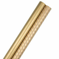 JAM Paper -  Emballage cadeau - Papier d'emballage combiné rayures et unis - 50 pieds carrés au total - Or - 2/paquet-Couleur : kraft doré et rayures dorées, Le papier d'emballage coloré donnera envie à tous de découvrir ce qu'il y a à l'intérieur