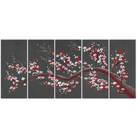 Designart – Tableau moderne imprimé sur toile, Branche florale, noir et blanc, 5 panneaux, 60 po x 28 po, (PT1021BW) -Imprimé