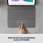 Logitech Combo Touch - Étui-clavier rétroéclairé pour Apple iPad Pro 12,9 po (5e génération) - Gris Oxford-Grand trackpad Click Anywhere : cet étui avec clavier pour iPad avec trackpad réactif et fiable permet d'utiliser toute la surface du pavé tactile et d'effectuer des gestes Multi-Touch