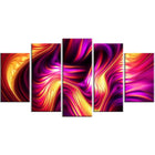 Designart – Art contemporain imprimé sur toile, fluidité orange et rose, 5 panneaux, (PT3066-373)-Impression