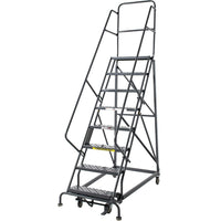 Tri-Arc Manufacturing – Escabeau roulant très robuste, hauteur : 80 po, marche perforée, profondeur : 63 po (KDHD108246)-Nombre de marches : 8