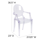 Flash Furniture – Chaise Ghost avec accoudoirs, fini cristal transparent, 4/ensemble -Patins glisseurs en plastique protecteurs de plancher