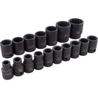 Ens. 17douilles 10 à 32mm, 12pans, prise 1/2po-1