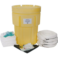 Zenith Safety – Trousses de déversement économiques, 95 gallons, huile seulement, avec baril de récupération-Contenu : 100 feuilles absorbantes (15 x 17 po), 4 barrages absorbants (5 x 10 po), 1 tapis de canalisation (36 x 36 po), 1 ruban d’avertissement (3 x 300), 1 pâte de réparation (4 oz), 2 paires de gants en nitrile, 2 T-grand (11), 2 paires de lunettes de sécurité à coque (taille unique), 2 combinaisons microporeuses, T-grand, 10 sacs à déchets (26 x 36 po)