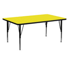 Flash Furniture – Table d’activités rectangle 24 x 60 po, stratifié haute pression 1,25 po, pattes préscolaires réglables, jaune-Stratifié jaune