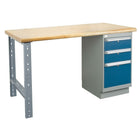Kleton – Établi, dessus bois stratifié, 1 caisson et 2 portes, 34 de haut. x 36 de larg. x 72 de long. (po)-34 po de hauteur totale