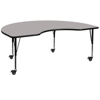 Flash Furniture – Table mobile haricot, surface 48 x 96 x 1,25 po, hauteur ajustable préscolaire, gris (XUA4896KIDGYHPC)-Gris/fini chromé, placage en stratifié, acier