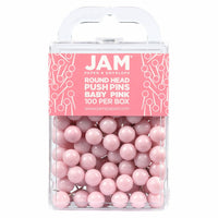 JAM PAPER - punaises colorees, punaises carte à tête ronde, rose pastel pastel, paquet de 100-Punaises en plastique