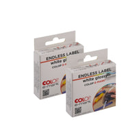 Étiquette sans fin Colop E-Mark - Blanc brillant - Paquet de 2-Étiquettes blanches brillantes pour créer des étiquettes personnalisées avec votre e-mark CREATE
