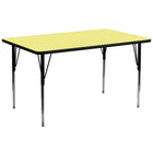 Flash Furniture – Table d’activités rectangulaire de 30 x 72 po, surface thermofusionnée, pattes standards réglables, jaune-Table d'activités rectangulaire populaire