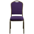 Flash Furniture – Chaise banquet empilable Hercules à dossier couronne avec cadre au fini doré et tissu violet, 4/pqt-Capacité de poids de 500 lb