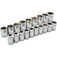 Dynamic Tools – Ensemble de 19 douilles, 6 pans standards, à prise de 1/2 po, pour clés à chocs métriques 10 mm à 28 mm-Comprend : 10, 11, 12, 13, 14, 15, 16, 17, 18, 19, 20, 21, 22, 23, 24, 25, 26, 27, 28 mm