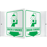 Accuform Signs - Enseigne Projection « Douche D'Urgence », 6po x 5po, Plastique, Français Avec Pictogramme-Type d'affichage Boulonné