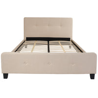 Flash Furniture - Grand lit plateforme tapissier capitonné Tribeca - tissu beige-Lit plateforme