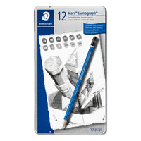 Staedtler - Crayons à dessin Mars Lumograph - Paquet de 12-Crayons de qualité supérieure pour écrire, dessiner et faire des croquis sur papier et sur film mat