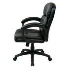 Fauteuil Executifen cuir reconstitué à dossier moyen de Work Smart, noir-Hauteur du siège à réglage pneumatique une touche 