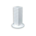 Azar Displays – Présentoir rotatif de comptoir à panneaux perforés sur 4 côtés, 12 x 4 x 4 (po), blanc (700220-WHT)-Les quatre panneaux perforés s’emboîtent et reposent sur une base rotative en plastique transparent de 9 pouces de diamètre