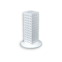 Azar Displays – Présentoir rotatif de comptoir à panneaux perforés sur 4 côtés, 12 x 4 x 4 (po), blanc (700220-WHT)-Les quatre panneaux perforés s’emboîtent et reposent sur une base rotative en plastique transparent de 9 pouces de diamètre