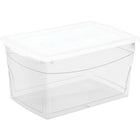 KIS - Boîte Omni, 50 l, transparente avec couvercle blanc-En plastique de qualité supérieure