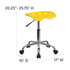 Flash Furniture – Tabouret tracteur éclatant de 25,75 po, jaune (LF214AYELLOW)-Base chromée résistante à toute épreuve