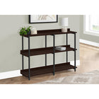 Monarch Specialties - 2215 Table D'Appoint 48 po L - Console Espresso/Metal Noir-3 tablettes identiques fournissant une piece d'affichage symetrique