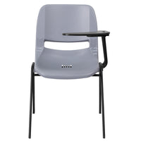 Flash Furniture – Chaise coquille ergonomique avec tablette rabattable à gauche, gris (RUTEO1GYLTAB)-Chaise à accoudoir-tablette multi-usages