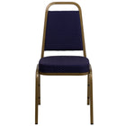 Flash Furniture – Chaise banquet empilable à dossier trapèze, siège 2,5 po, doré avec tissu bleu marine (FDBHF1AG0849)-Chaise de banquet multi-usages