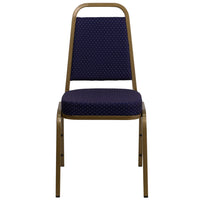Flash Furniture – Chaise banquet empilable à dossier trapèze, siège 2,5 po, doré avec tissu bleu marine (FDBHF1AG0849)-Chaise de banquet multi-usages