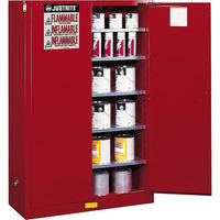JustriteMD – Armoire de rangement de sécurité Sure-GripMD pour peinture et encre, 2 portes à ferm. auto : 43 x 18 x 44 (po)-Les multiples tablettes sont idéales pour les contenants de peinture de 1 gallon (liquides de classe III)