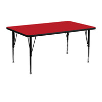 Flash Furniture – Table d’activités rectangle 24 x 48 po, stratifié haute pression de 1,25 po, pattes préscolaires, rouge-Stratifié rouge