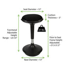Uncaged Ergonomics – Tabouret Wobble, siège à position assise active pour les bureaux debout, noir-NOUVEAU SIÈGE ROND SANS CADRE PLUS GRAND : Le siège en tissu à diamètre de plus de 13 po est chic et doté de plus de 3 po de coussin en mousse moulée qui contourne le bord sans cadre pour un confort accru.