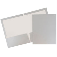 JAM PaperMD – Chemise lustrée à 2 pochettes, 9 1/4 x 11 1/2 (po), argenté, 100/boîte-Argenté
