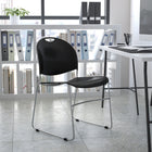Flash Furniture - Chaise ultra-compacte empilable noire de la série HERCULES avec cadre chromé-Cadre en acier de calibre 15